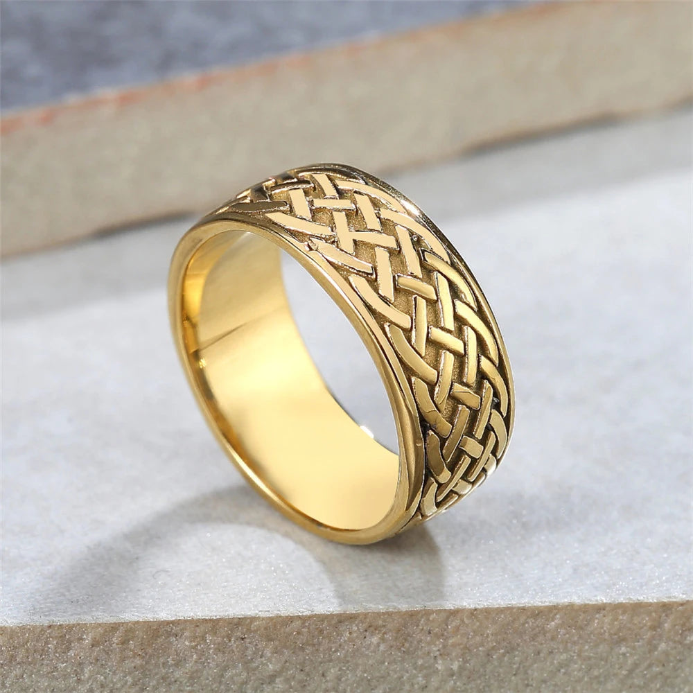Nordic Vintage Celtics Spiral Knot Ring For Men Women Punk Hip Hop 316L Stainless Steel Viking Ring Fashion Jewelry Gift