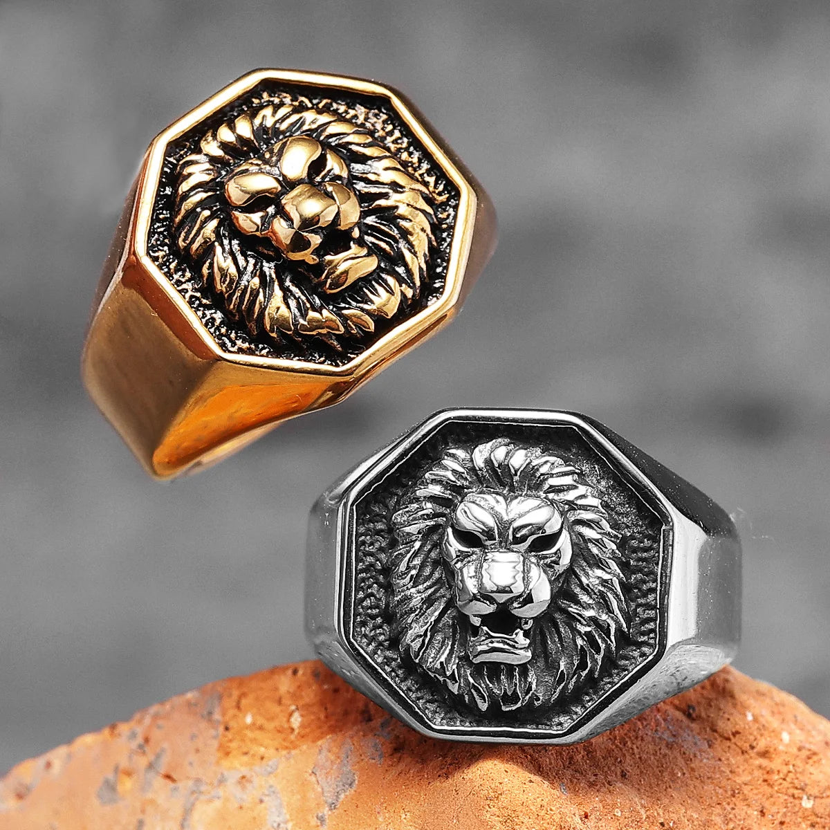 Lion King Animal Stainless Steel Mens Womens Rings Punk Trendy Unique for Couple Male Biker Jewelry Creativity Gift Wholesale