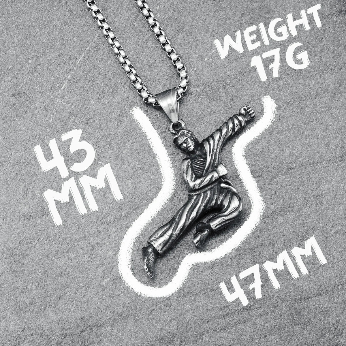 Kung Fu Taekwondo Pendants Fitness Men 316L Stainless Steel Karate Necklaces Chain Rock Punk for Boyfriend Male Jewelry Gift