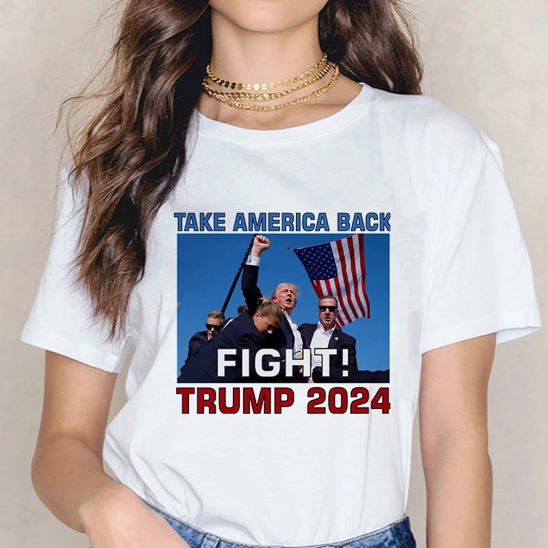 Donald Trump 2024 Merchandise Graphic Tee Shirt Harajuku Y2k Tops Funny Mange Gothic Tshirt Women Fashion T-shirt Clothes Femme