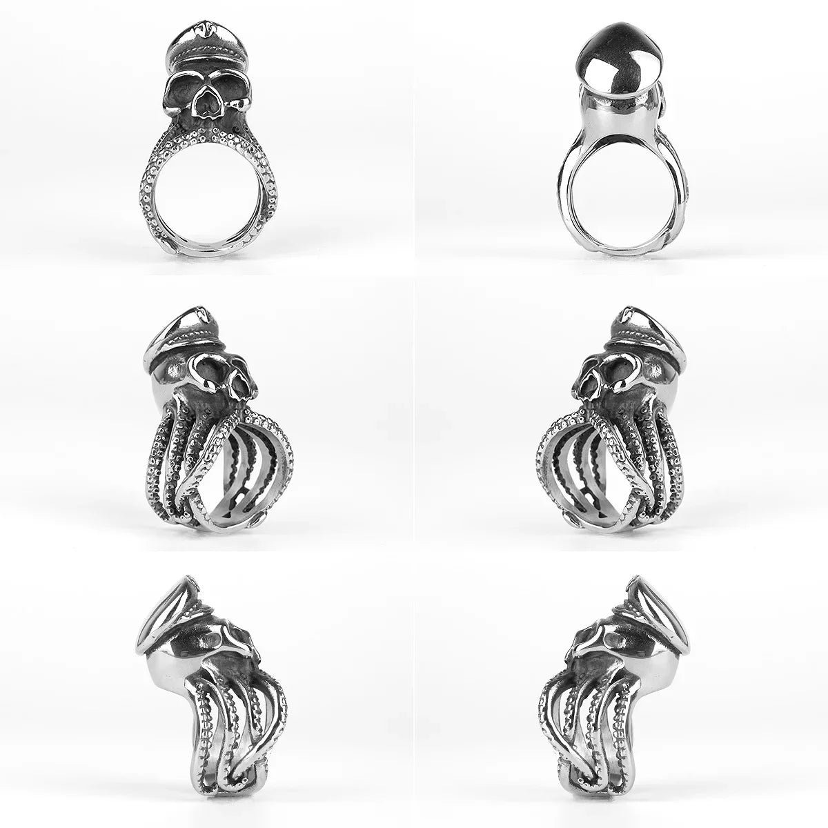 Octopus Ring Stainless Steel Men Rings Cuttlefish Captain Punk Rock Hip Hop for Male Boyfriend Jewelry Creativity Gift Wholesale