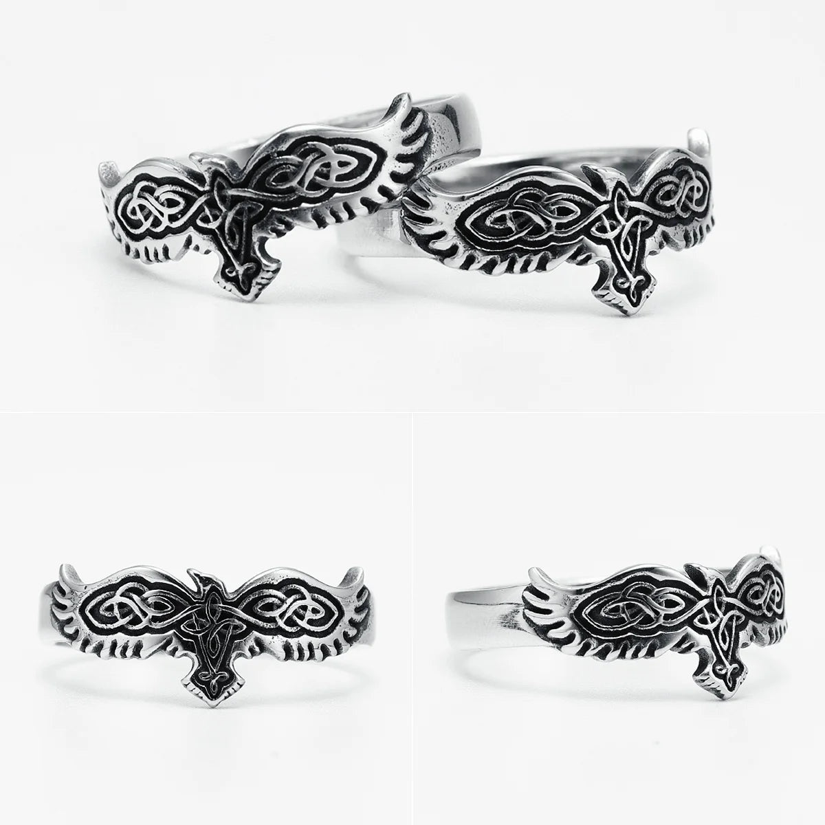 Simple Eagle Totem Ring 316L Stainless Steel Men Retro Punk Narrow Rings Rock for Biker Male Friend Jewelry Best Gift Wholesale