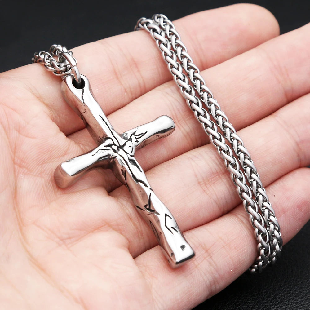 New Unique Stainless Steel Cross Pendant Necklaces For Men Women Punk Hip Hop Simple Cross Necklace Fashion Jewelry Dropshipping