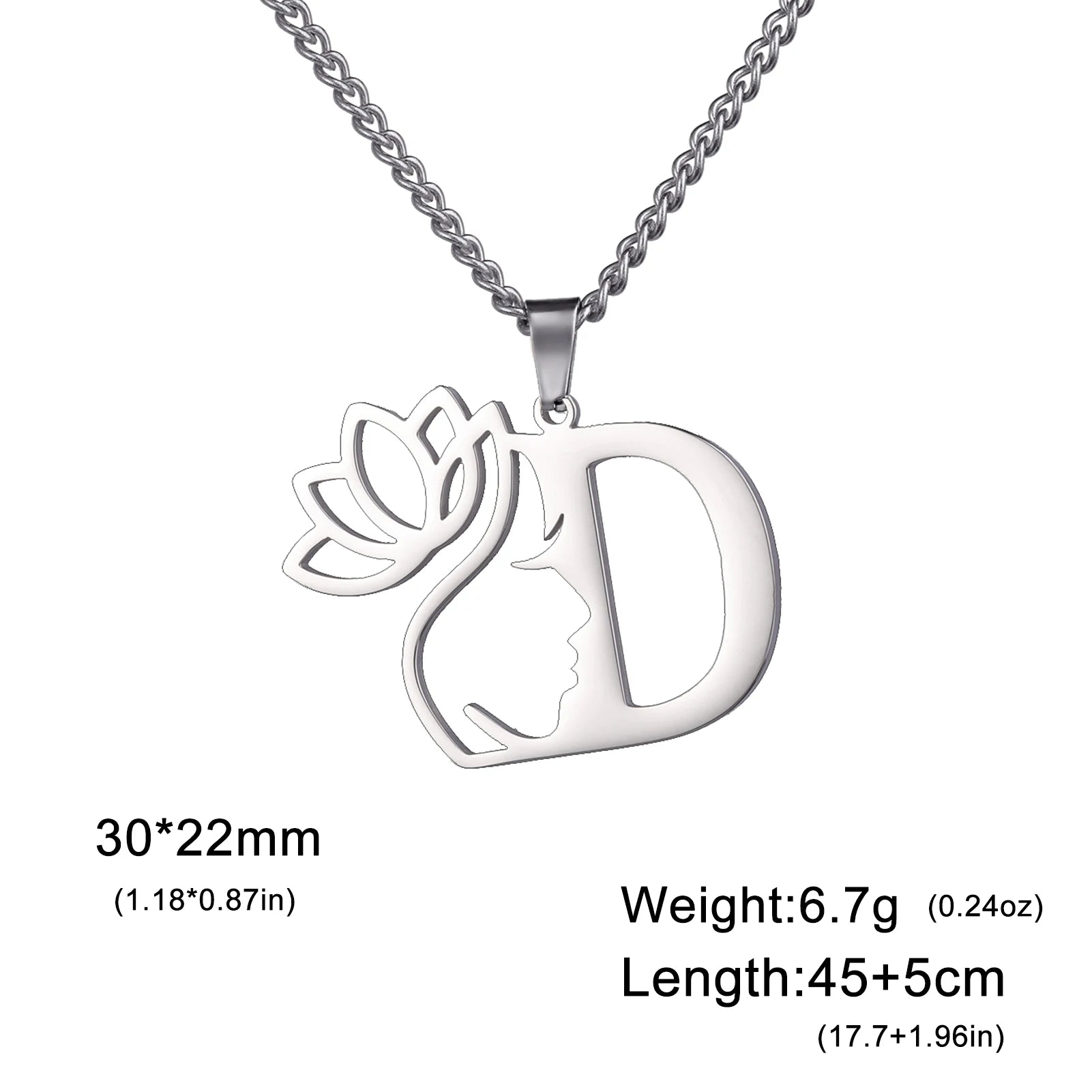 Dreamtimes Initial Women's Pendant Necklace Jewelry Stainless Steel Lotus Necklace New Year Gift 2023 Wholesale