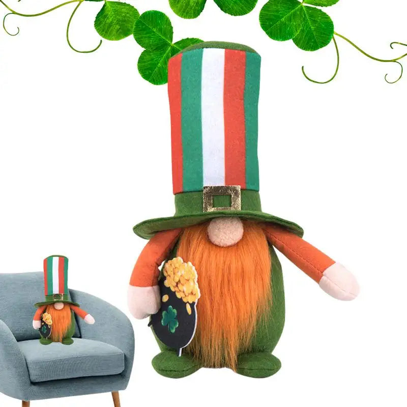 Gnomes de la Saint-Patrick en peluche lutin vert irlandais scandinave Nisse trèfle vert nain sans visage lutin en peluche plateau à plusieurs niveaux