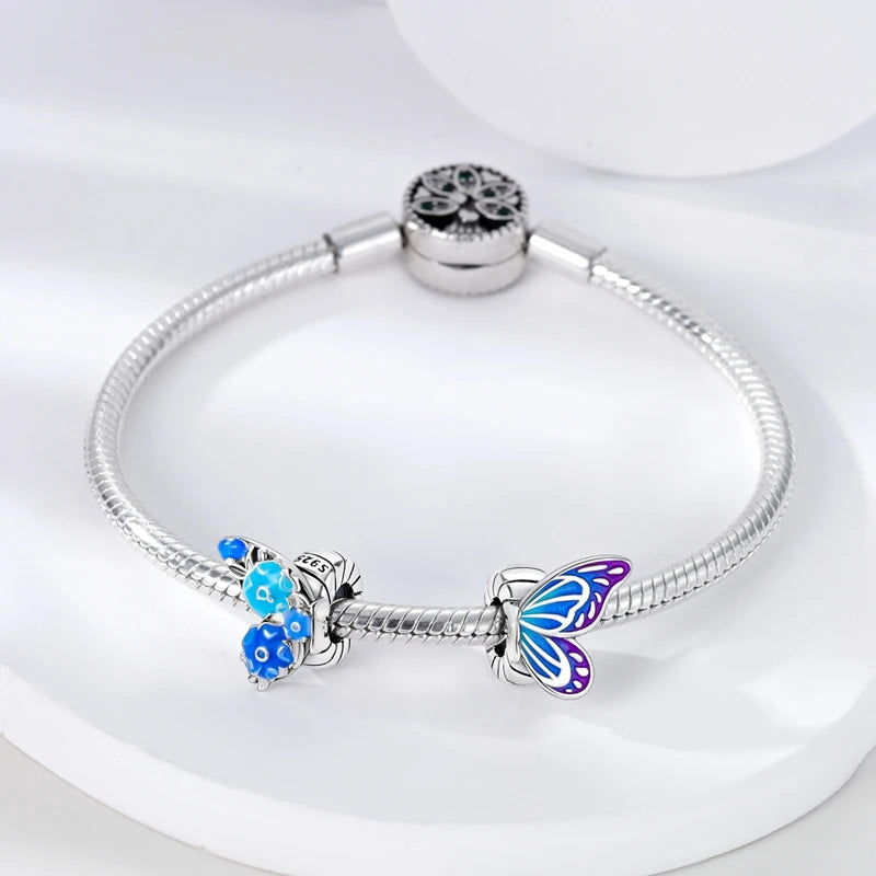 Colorful Butterfly Charms Pendant Beads Fits Original Pandora Bracelet 925 Sterling Silver Charm Fine DIY Jewelry