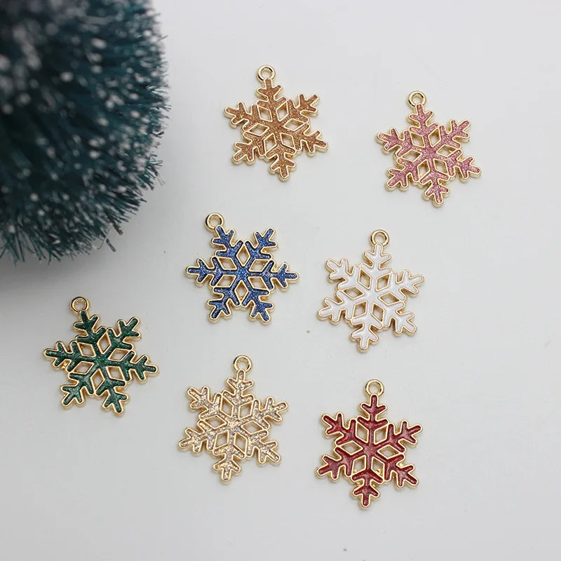 10pcs/Lot 19x24mm Snow Oil Enamel DIY Charms for Bag Earring Necklace Jewelry Making Handmade Pendant