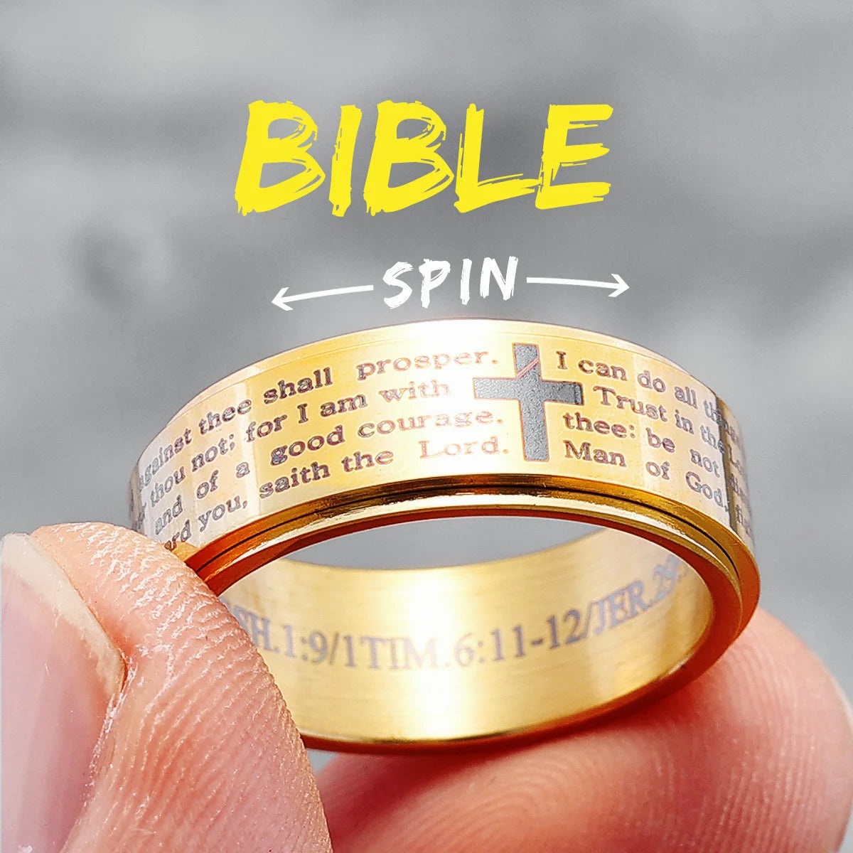 Bague Bible simple en acier inoxydable 316L pour hommes et femmes, bague rotative de qualité supérieure, tendance pour bijoux, meilleur cadeau spécial en gros