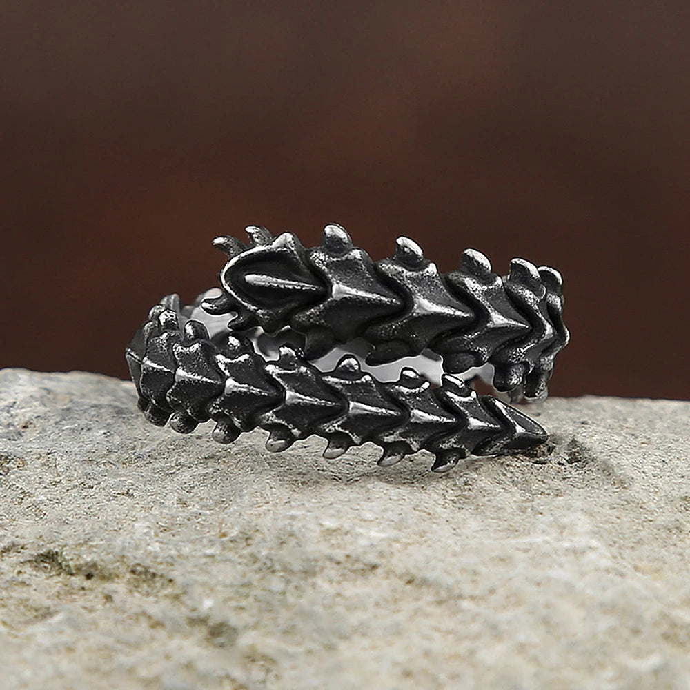 Vintage Gothic Black Dragon Bone Rings For Men Women 316L Stainless Steel Punk Biker Animal Skeleton Ring Fashion Amulet Jewelry