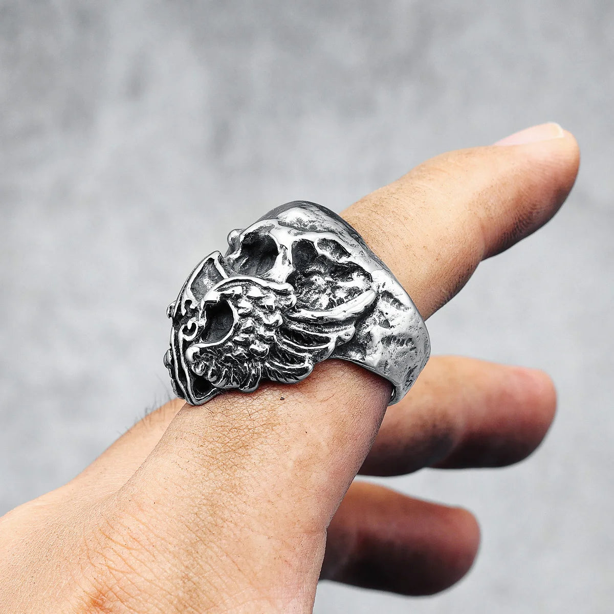 Mask Skull Men Rings 316L Stainless Steel Skeleton Wings Rock Punk Rap HipHop for Biker Rider Male Boyfriend Jewelry Best Gift