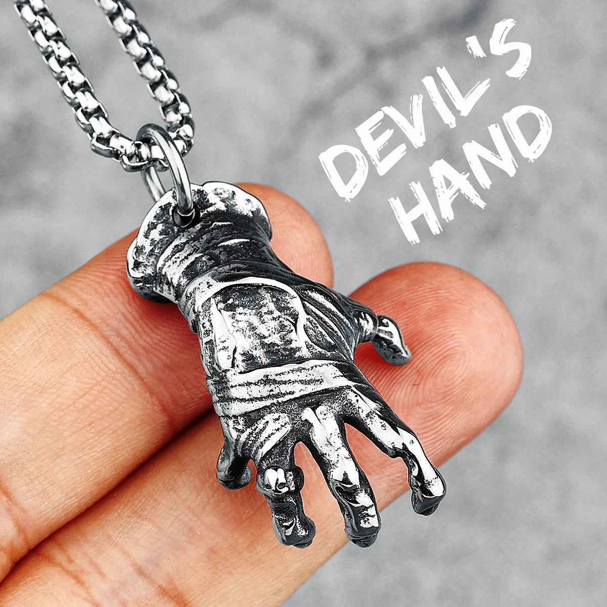 Devil's Hand Necklace Stainless Steel Zombie Bandage Hands Punk Rock Men Pendant Chain Retro for Friend Biker Party Jewelry Gift