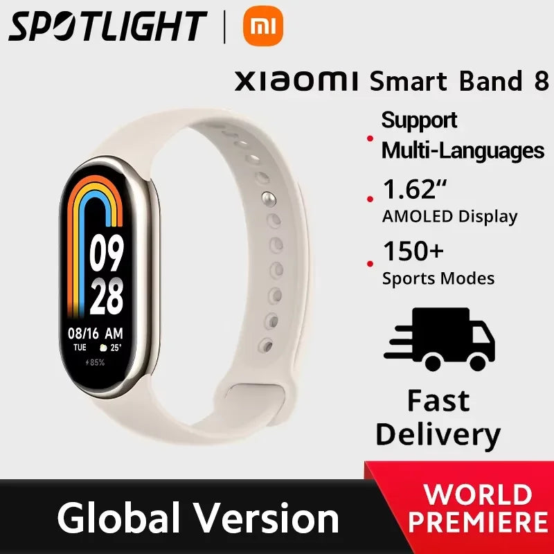 [World Premiere] Global Version Xiaomi Smart Band 8 1.62" AMOLED Screen Allday SpO2 Heart Rate Support Running Bean Mode