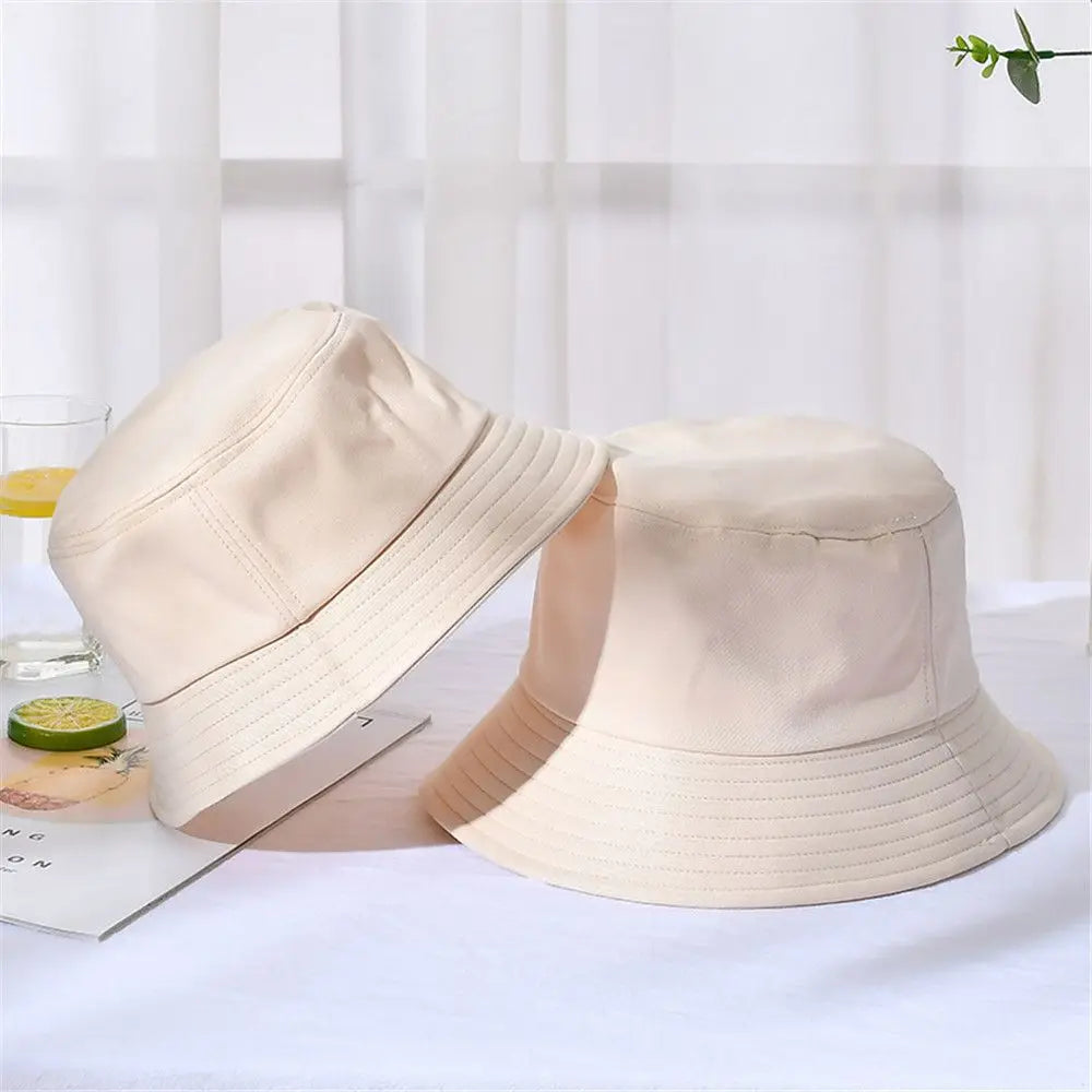 Chapeau de seau pliable d'été en coton unisexe pour femmes, chapeau de protection solaire d'extérieur, casquette de chasse de pêche de couleur pure, chapeau de bassin pour hommes, casquette de plage