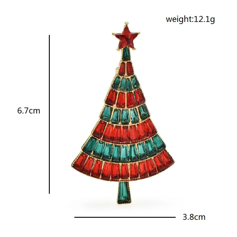 Wuli&amp;baby Broches de sapin de Noël brillantes pour femmes, unisexe, 4 couleurs, strass, plantes du Nouvel An, fête, bureau, broches, cadeaux