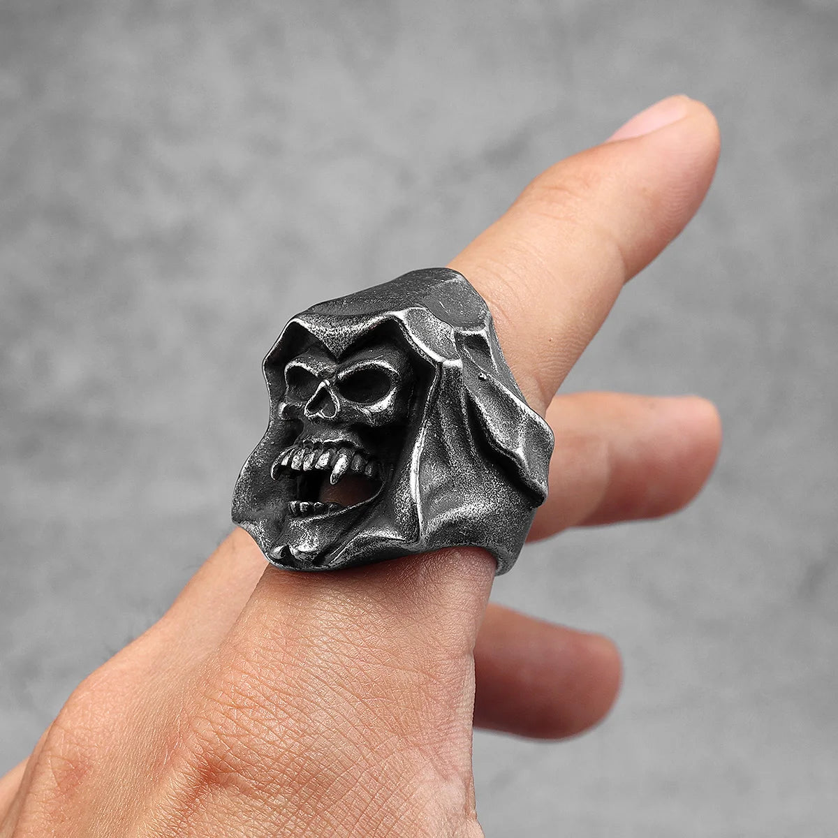 Grim Reaper Ring Stainless Steel Men Rings Punk Rock for Biker Male Retro Party Jewelry Halloween Accessories Gift Dropshipping