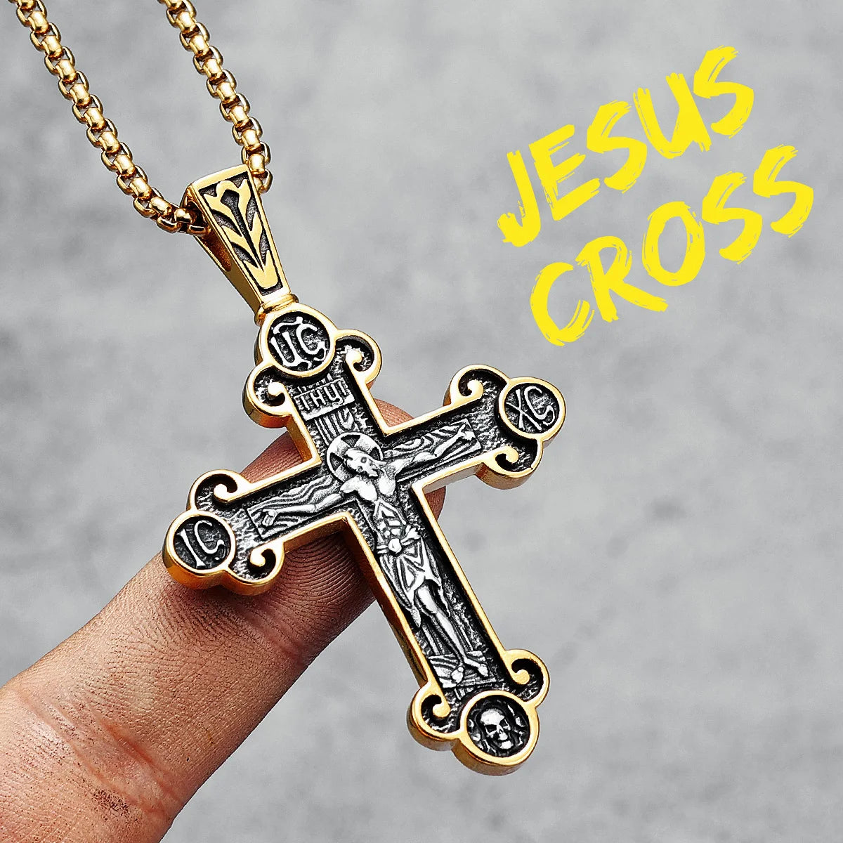 Jesus Cross Necklace 316L Stainless Steel Retro Friday Men Worship Pendant Chain Religion Belief Rock Punk for Male Jewelry Gift