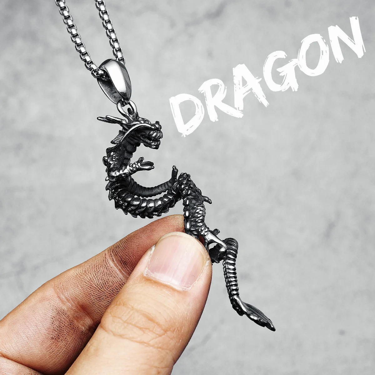 China Loong Necklace 316L Stainless Steel Retro Flying Dragon Men Pendant Chain Rock Rap Party for Friend Male Jewelry Best Gift