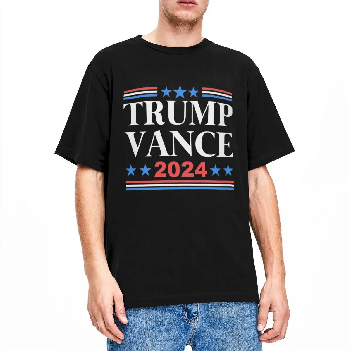 Männer MAGA Trump Vance 2024 T Shirts Reine Baumwolle Kleidung Humor Kurzarm O Neck Tee Shirt Geschenk Idee T-Shirts