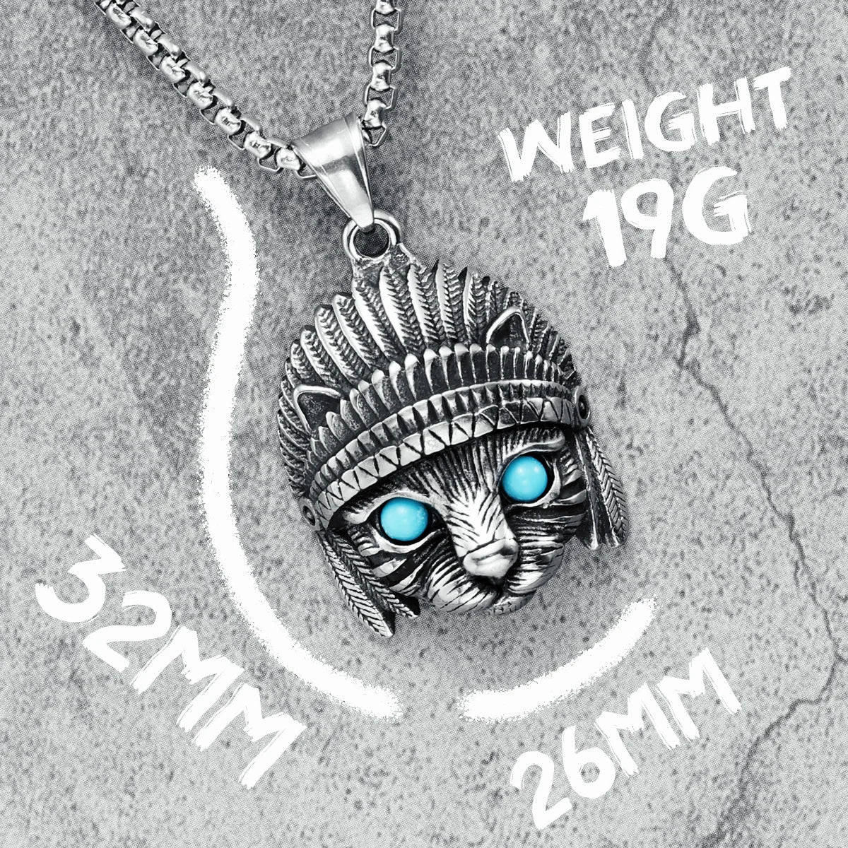 Chief Cat Necklace 316L Stainless Steel Mystic Gem Eye Pendant Unisex Chains Rock Punk for Friend Jewelry Best Gift Dropshipping