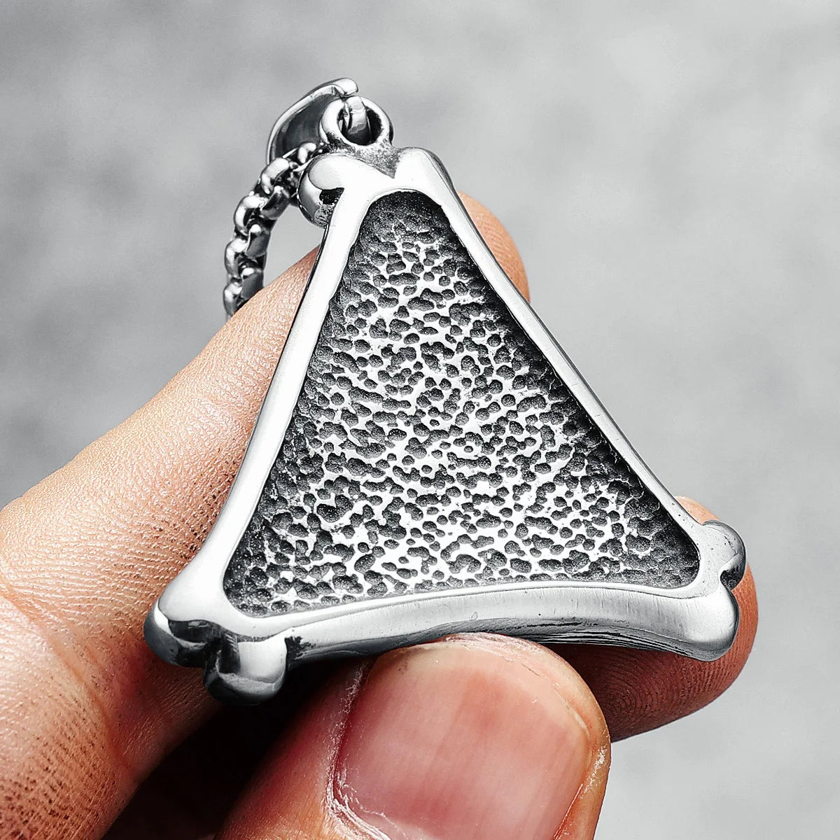 Devil Eye Men Necklaces Triangle Bones Stainless Steel Pendants Chain Religion Rock Punk Rap for Rider Male Jewelry Mystery Gift