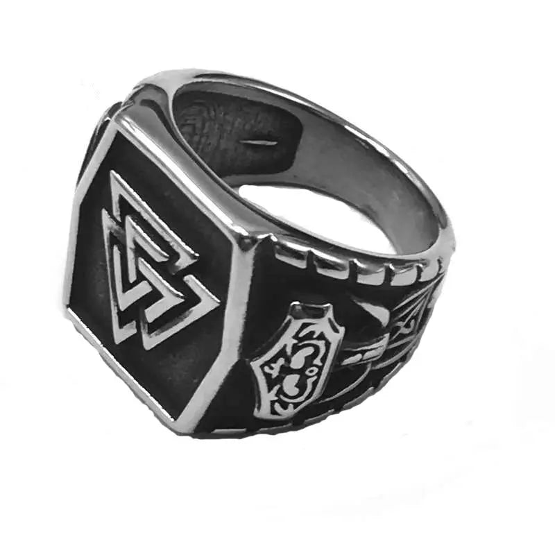 Nordic viking rune valknut thor hammer Mjolnir Ring stainless steel amulet ring for men