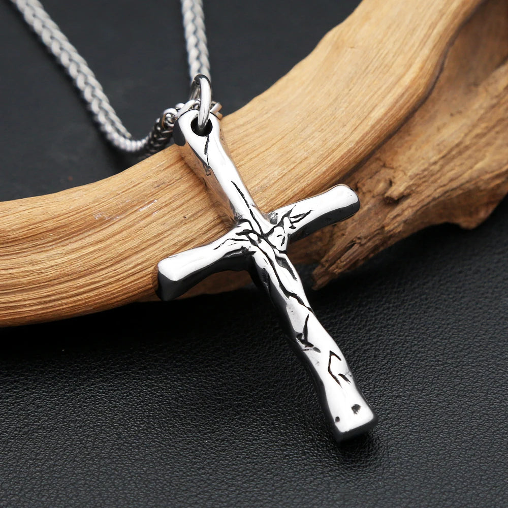 New Unique Stainless Steel Cross Pendant Necklaces For Men Women Punk Hip Hop Simple Cross Necklace Fashion Jewelry Dropshipping