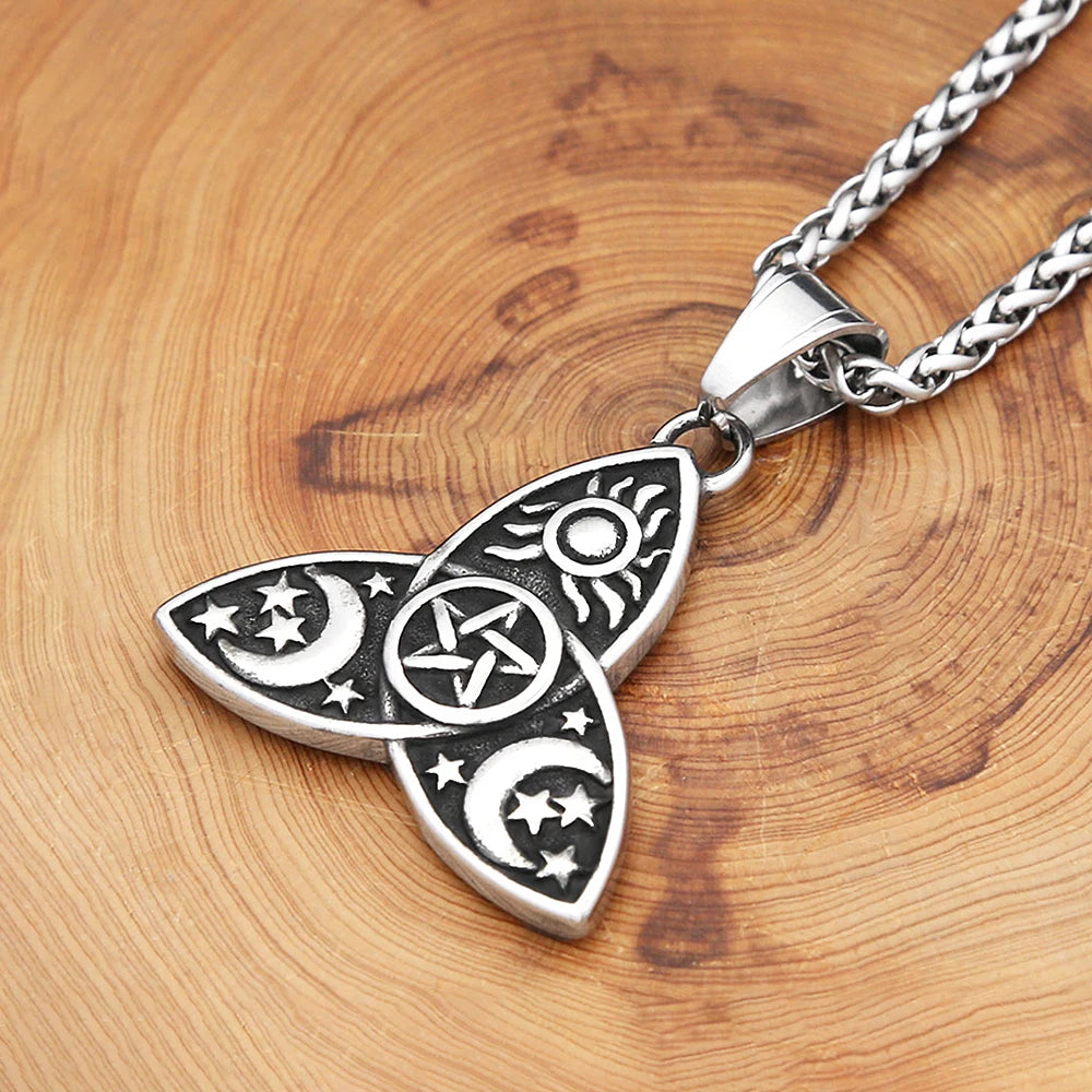 Vintage Vikings Stainless Steel Sun And Moon Celtic Knot Pendant Necklaces Fashion Nordic Witchcraft Witch Knot Necklace Jewelry