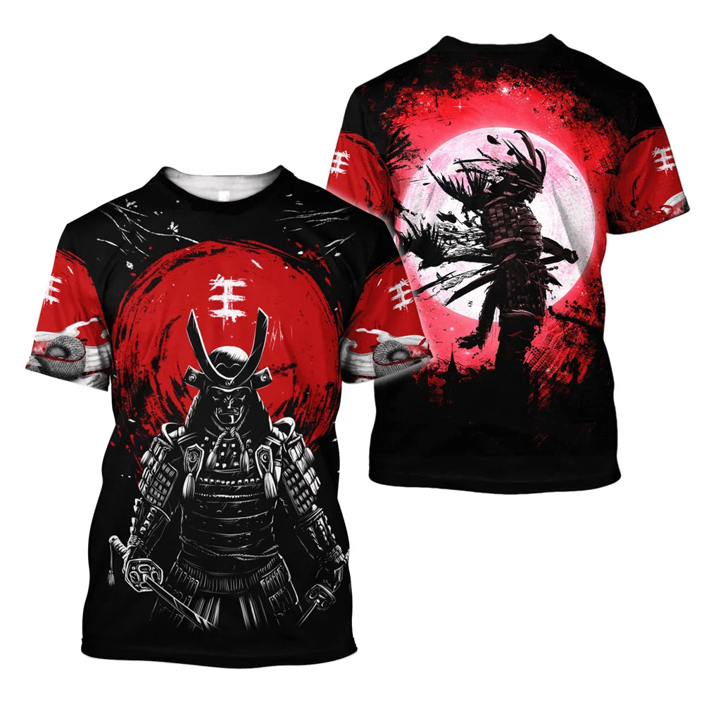 Summer Vintage Japanese Samurai T Shirt Men Cotton Casual Short Sleeve Tops O-Neck Oversized Men's Clothing Punk Streetwear 6xl