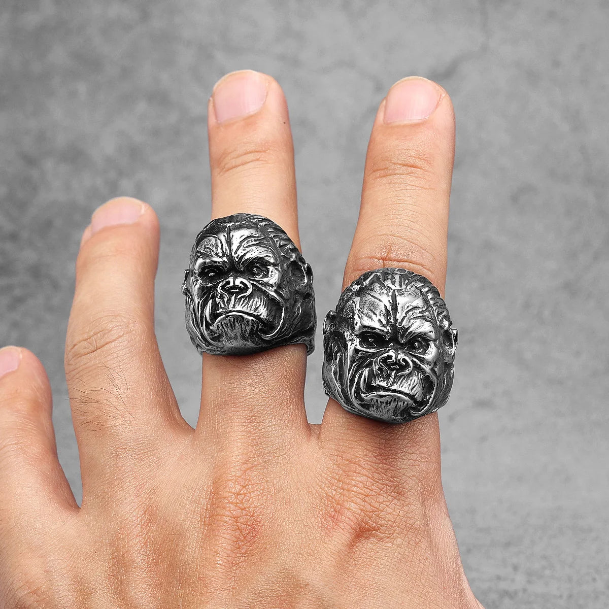 Gorilla Monkey Ring Stainless Steel Men Rings Wild Animal Punk Retro for Male Rock Jewelry Jewelry Gift Dropshipping Iron Studio