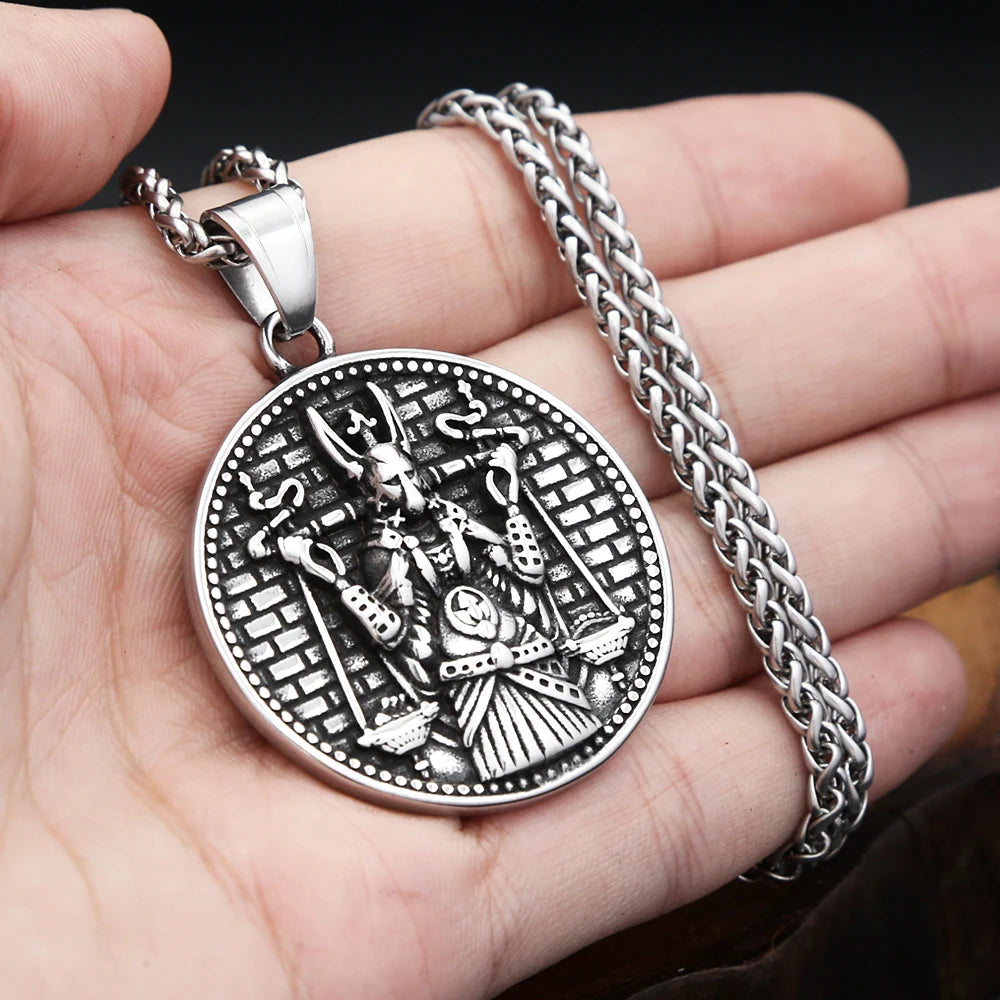 Vintage Mythology God Anubis Pendant Necklace For Men Women 316L Stainless Steel Egyptian Pharaoh Amulet Jewelry Gifts Wholesale