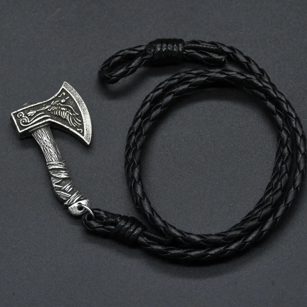 Mens Bracelet Slavic Perun Axe Wrap Viking Bracelets for Men Braided Multilayer Leather Accessories wolf Hatchet Bracelet