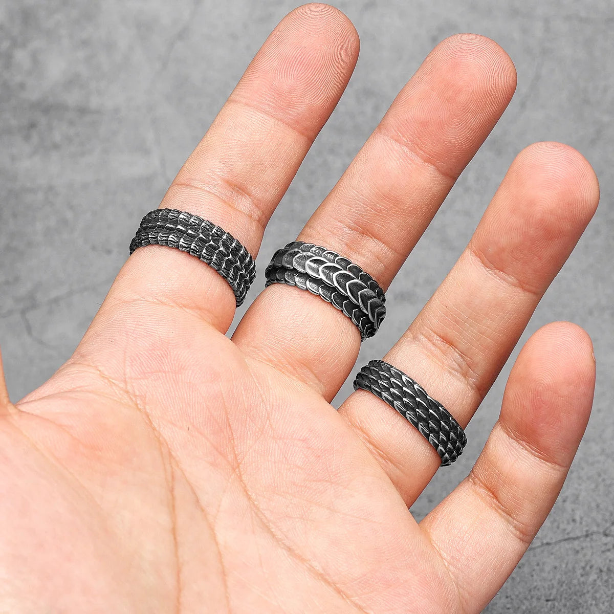 Scale Texture Ring 316L Stainless Steel Rings Men Simplicity Retro Rock Hip Hop Trendy for Boyriend Biker Jewelry Gift Wholesale