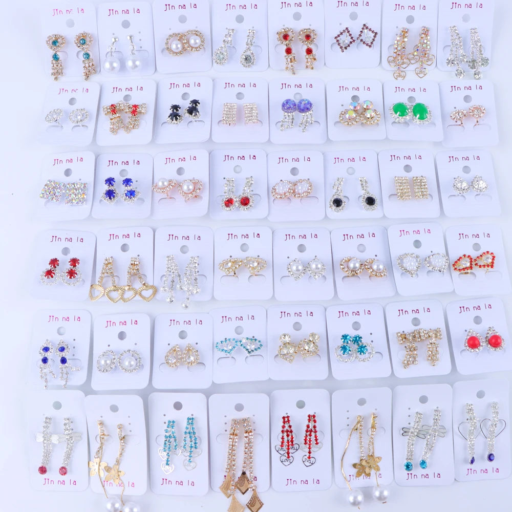 10Pairs/Lot Fashion Sparkling Star Love Frost Clamp Pendant Earrings Jewelry Party For Women Girl Cute Gift Accessory Wholesale