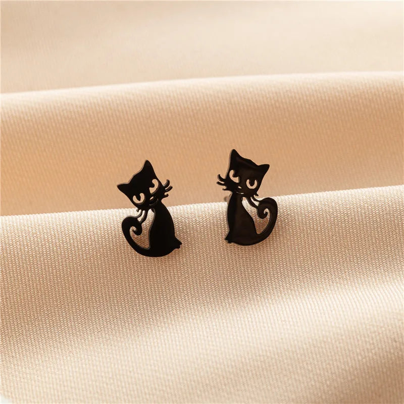 Lovely Small Cat Earrings Women Multiple Animal Stainless Steel Earings Fashion Jewelry Kitten Kitty Ear Studs Girls Gift