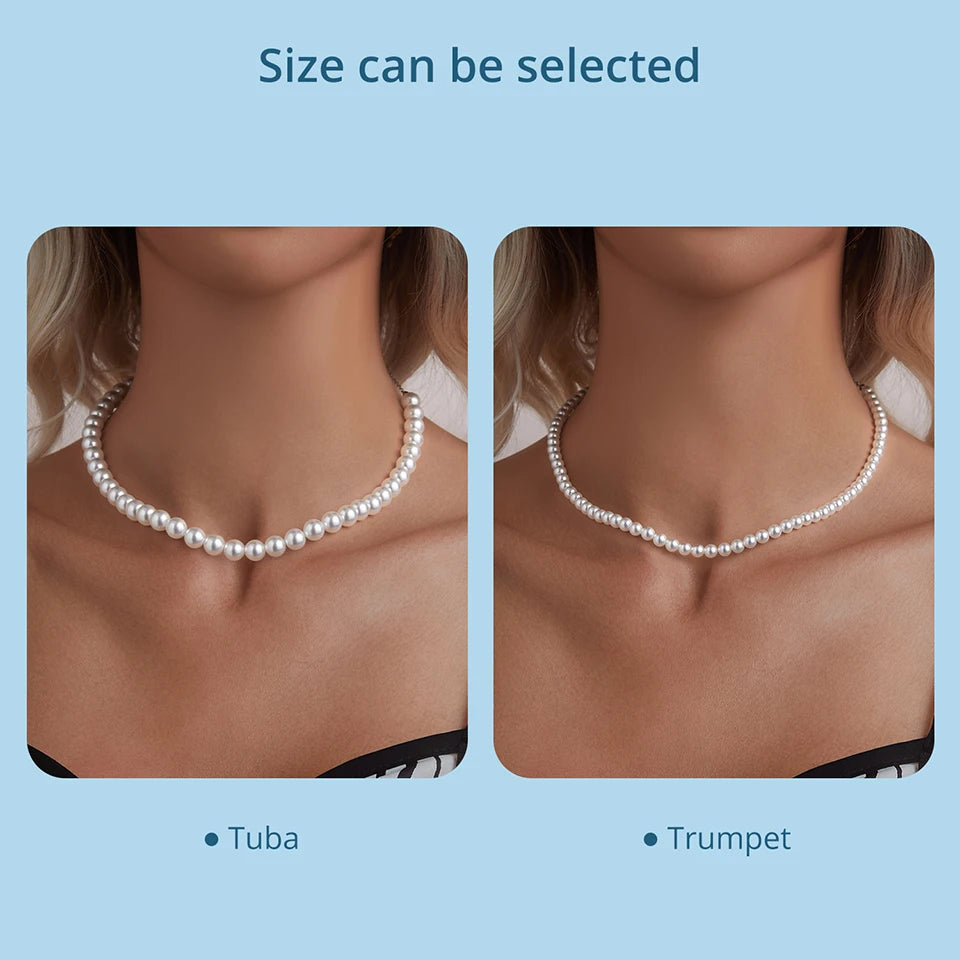 BISAER 925 Sterling Silver Pearl Necklace Minimalist Adjustable Chain Plated White Gold for Elegant Women Party Fine Jewelry