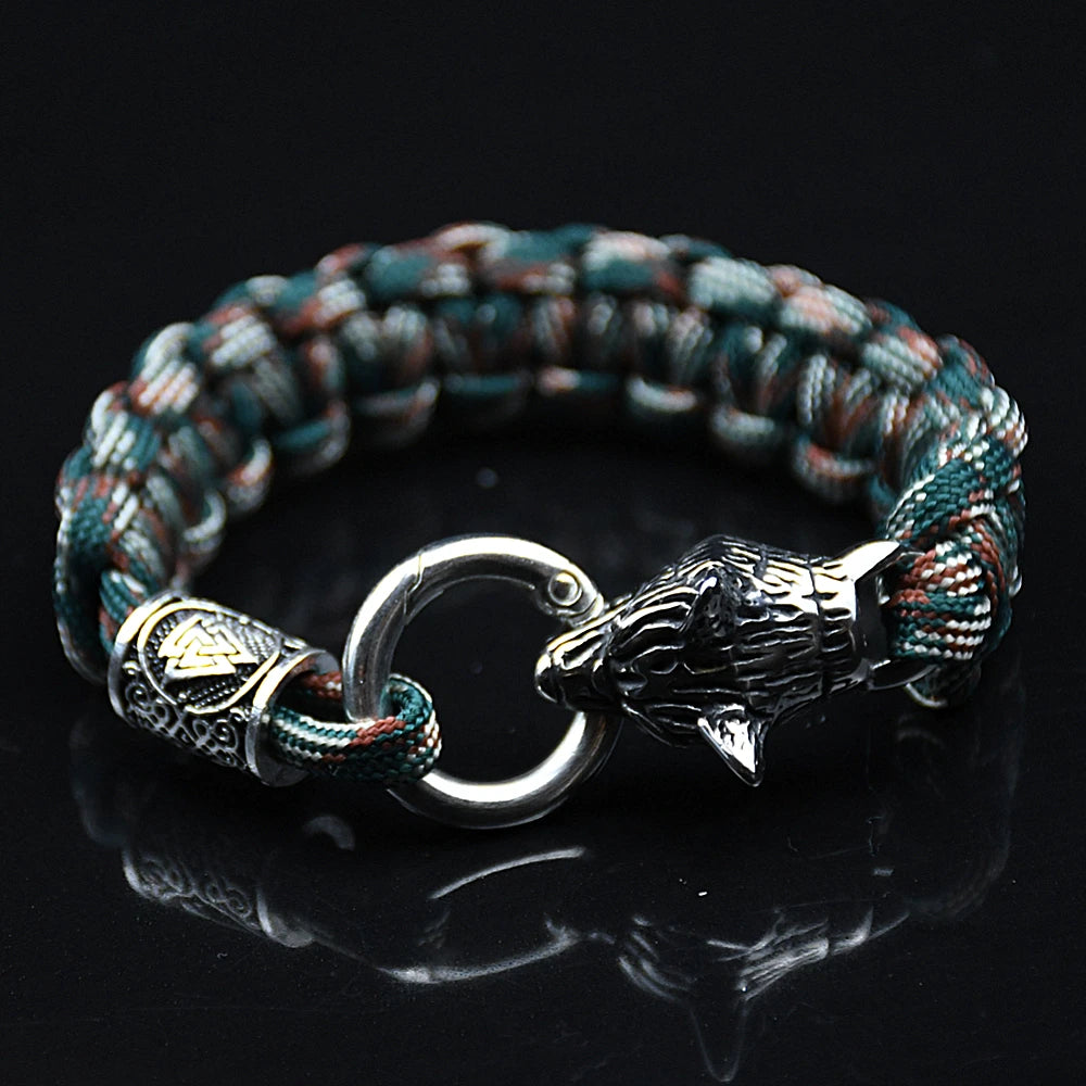 Bracelets en acier inoxydable Celtes Loup Hommes Nordique Vikings Runes Paracord Corde Bracelets homme Bijoux