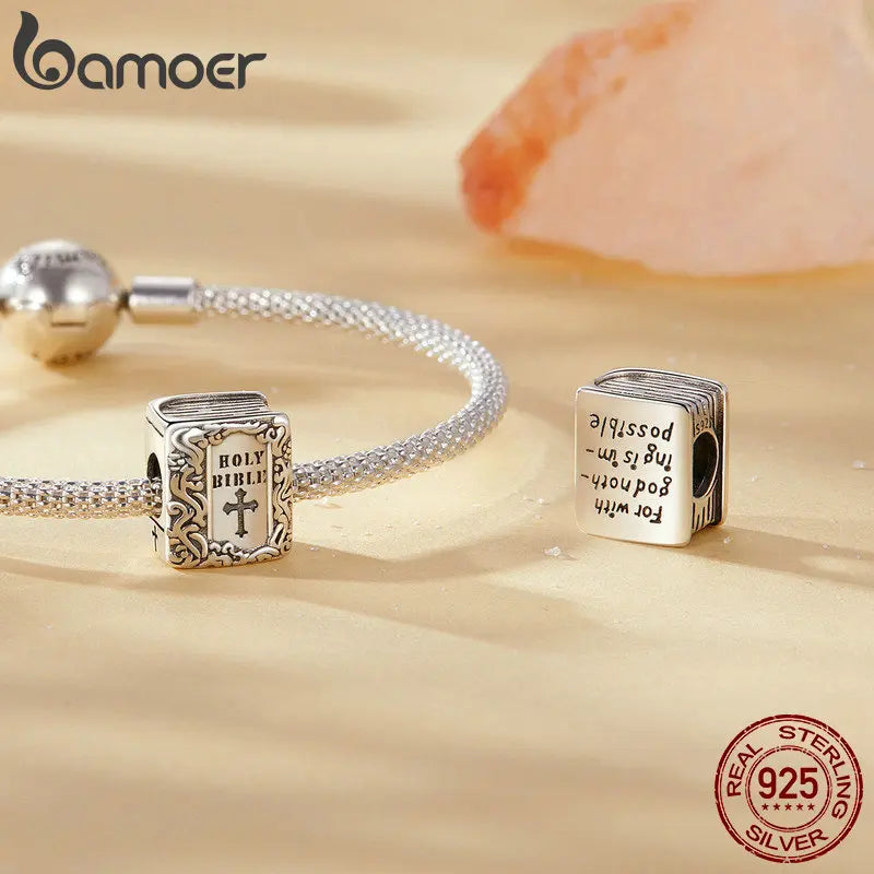 Bible Charm Beads for Women 925 Sterling Silver Initial Beads fit Charm Bracelet Christmas Jewelry Gifts - Madeinsea©