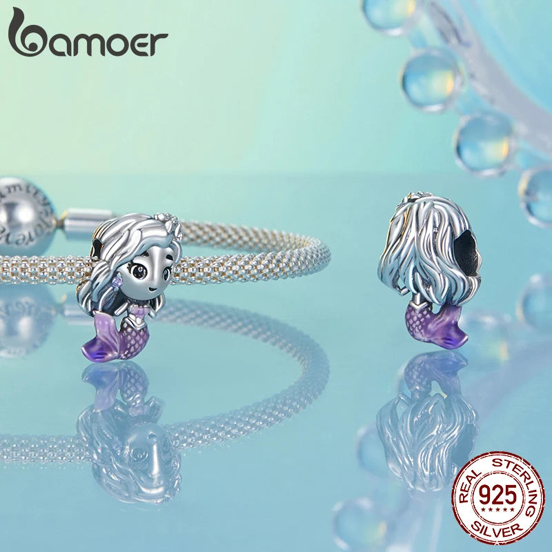 BAMOER 925 Sterling Silver Solid Girl Charm Bead Fit Original Bracelet DIY Bamoer Charm pour la fabrication de bijoux Cadeau de Noël