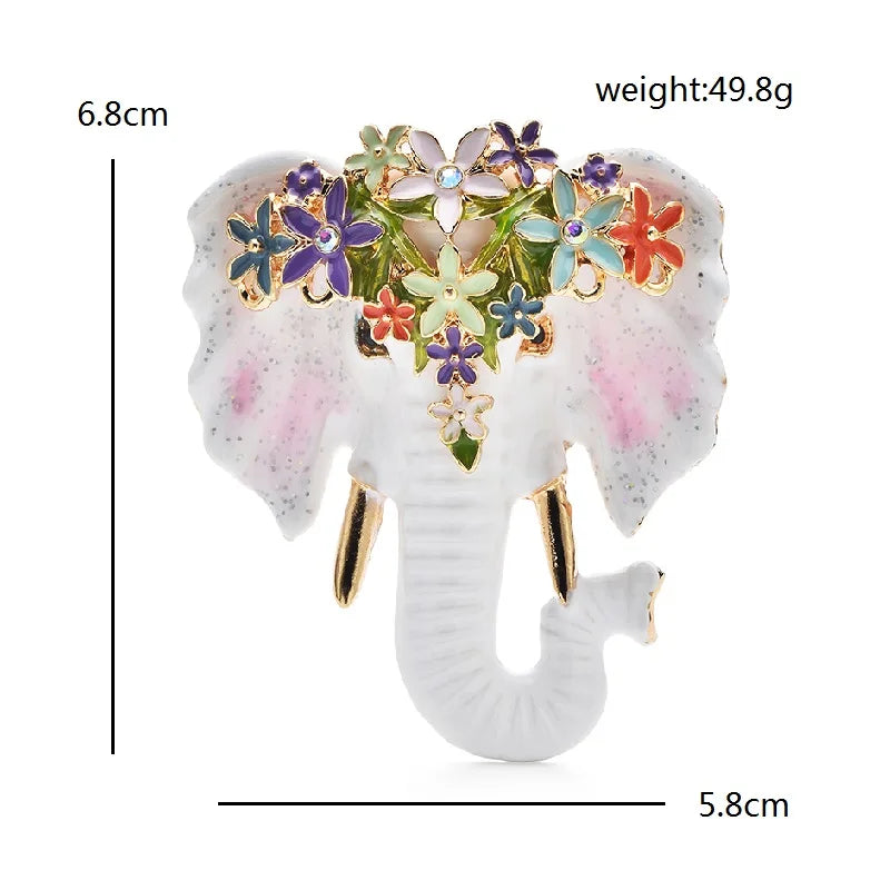 Wuli&baby Luxury Wear Flowers Elephant Brooches For Women Retro Enamel Animal Office Party Brooch Pins Gifts