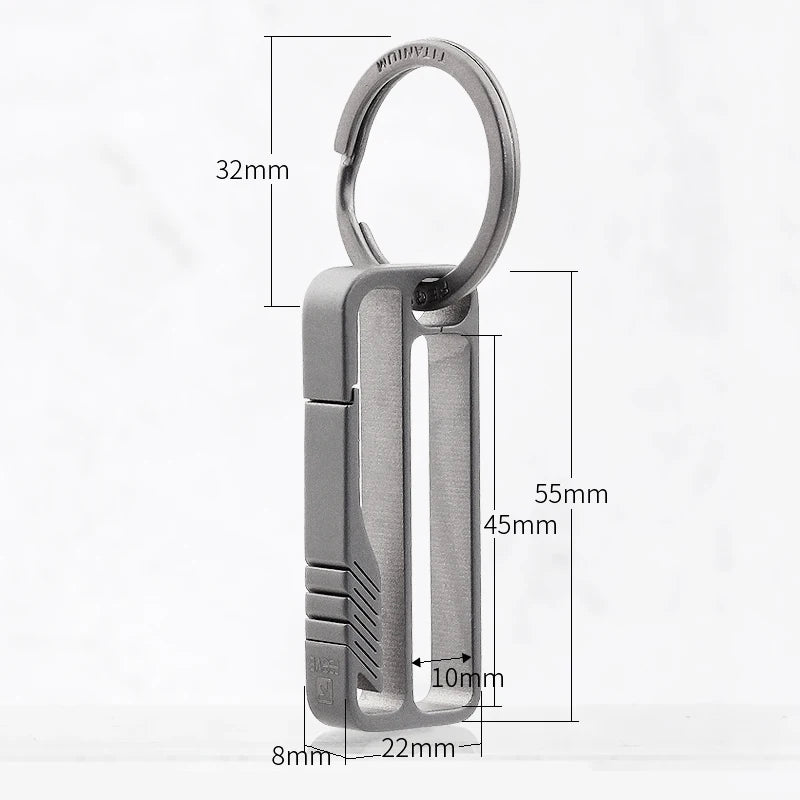 Lightweight Titanium Men Belt Key Chain Luxury Car Keychain for Dad Double Hook Waist Hanging Key Ring Holder Father's Day Gift