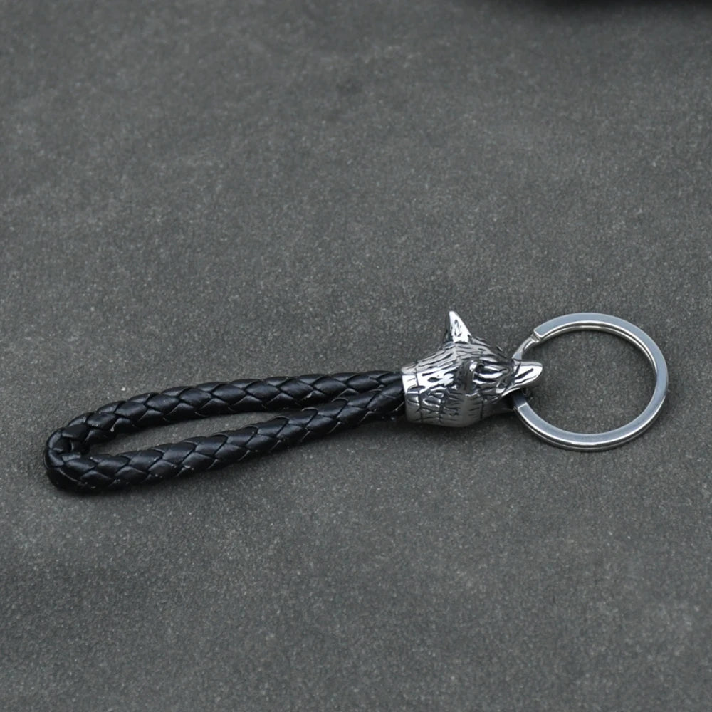 Odin's Wolf Keyring Stainless Steel Vikings wolf Amulet Pendant Mens Keychain Never Fade Scandinavian Jewelry