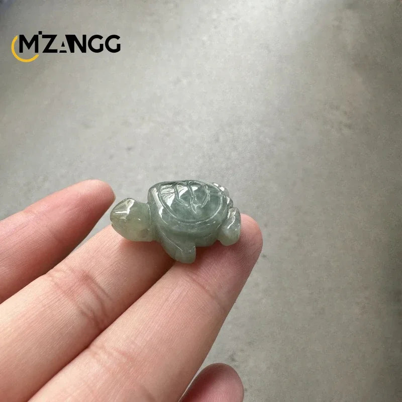 Natural A Goods Jadeite Turtle Pendant Hand-carved Men and Women Longevity Turtle Jade Necklace Key Chain Jewelry Lucky Amulet