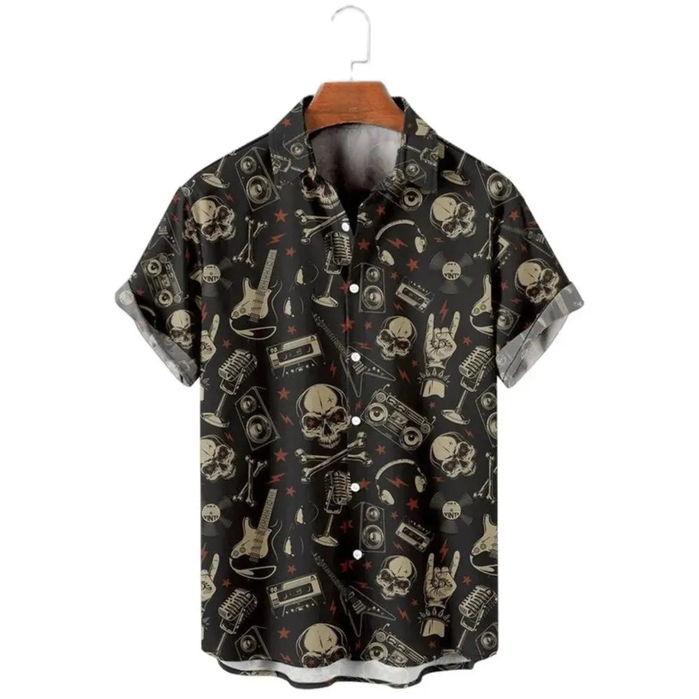 Men's Halloween Pumpkin Graphic Print Short Sleeve Shirt Pumpkin Element Retro Pattern Funny Party Wear Short Sleeved Shirt