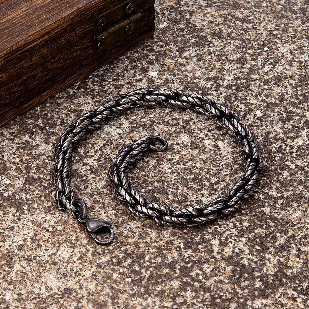 MKENDN Fashion Men Stainless Steel Creative Retro Oxidized Black Biker Chain Bracelets Punk Rock Motorcycle Male Jewelry