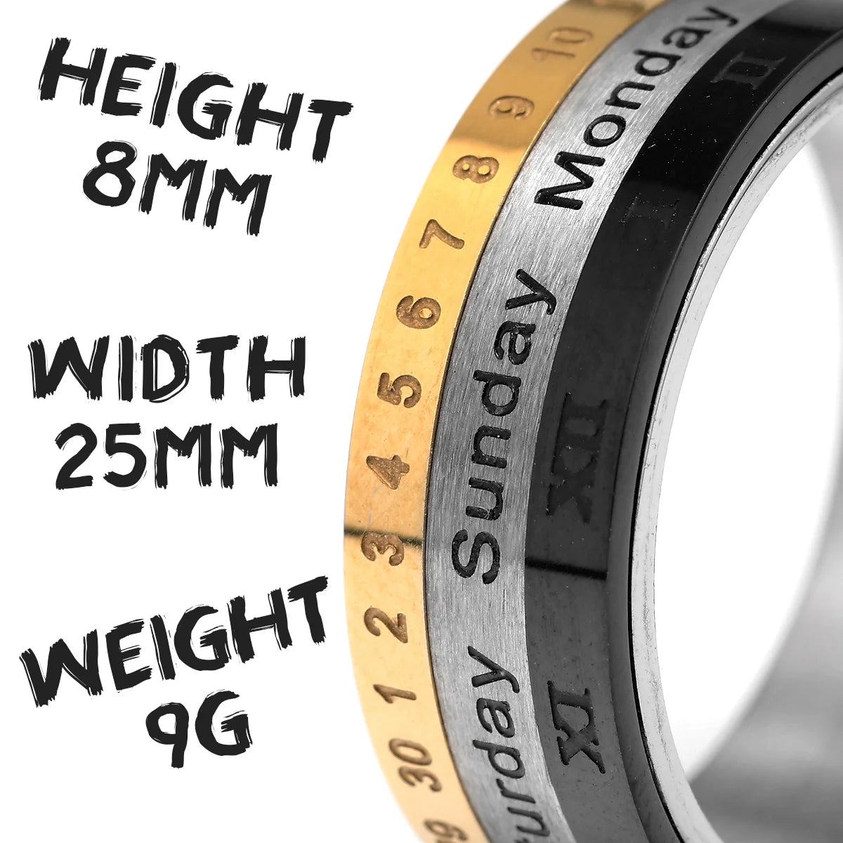 Date Ring 316L Stainless Steel Men Creative Time Rings Simple Rotatable Luxury for Couple Friend Male Jewelry Gift Dropshipping