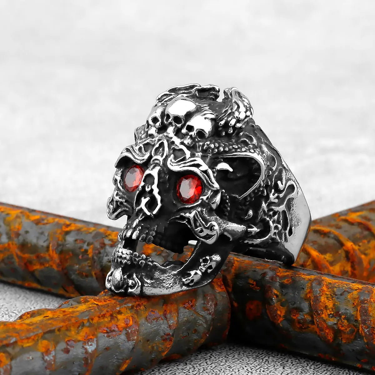 Totenkopf/Tiere Gothic Punk Satanischer Teufel Ring Vintage Steampunk Herren Edelstahl Wikinger Ring Hiphop Motorrad Biker Schmuck