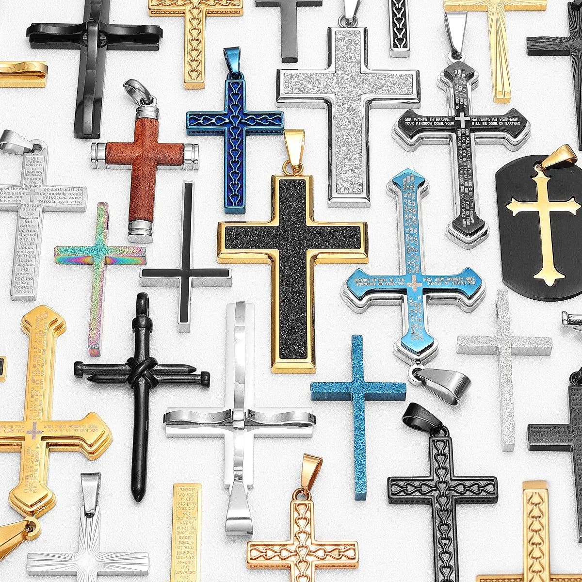 Religion Kreuz Halsketten 316L Edelstahl Männer Einfache Coole Kreuze Anhänger Kette Punk Rock Hiphop für Paar Schmuck Geschenk