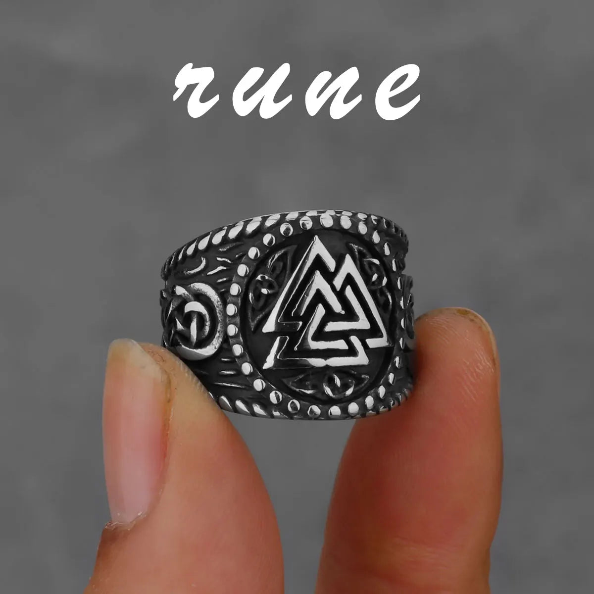 Nordic Viking Stainless Steel Compass Norwegian Rune Ring Viking All Kinds of Men and Women Rune Wolf Ring Jewelry Wholesale