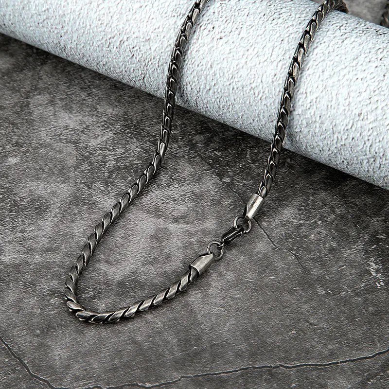 MKENDN Punk Men Snake Link Chain Necklace Stainless Steel Vintage Oxidized Black Male Choker colar Jewelry Gifts for Him