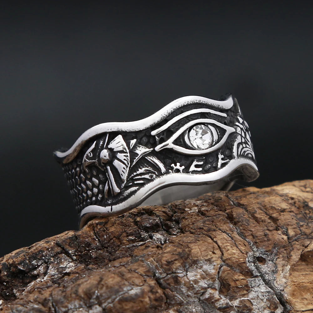 New Gothic Vintage Domineering Devils Eye Rings For Men Boys 316L Stainless Steel Fashion Opening Amulet Ring Biker Jewelry Gift